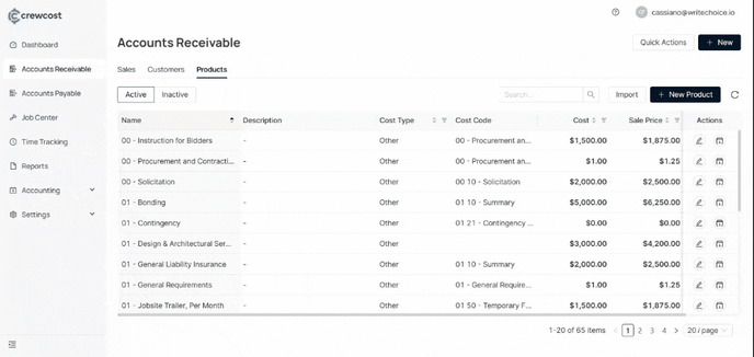 Add cost codes and types 1